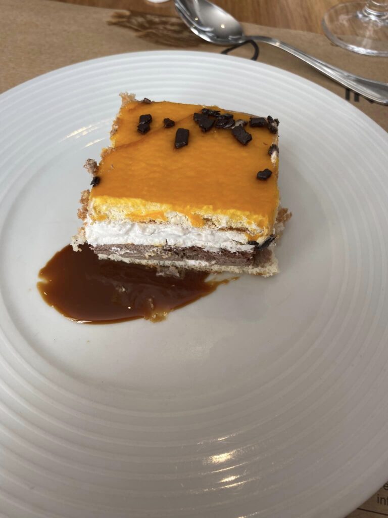 Cake for dessert for lunch from the hotel